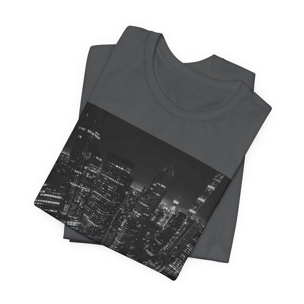 City Nightscape T-Shirt — Black & White Aerial Skyline Tee