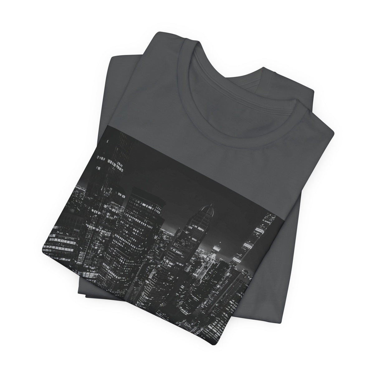 City Nightscape T-Shirt — Black & White Aerial Skyline Tee