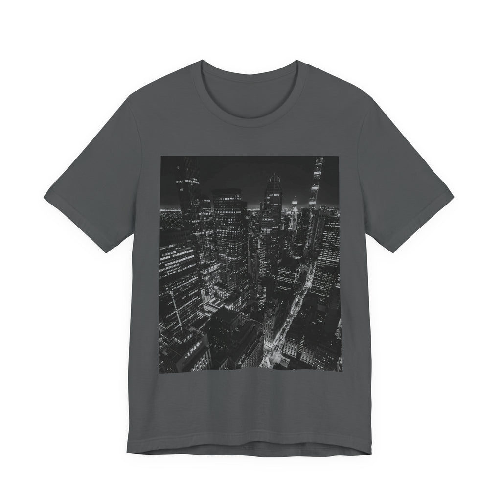 City Nightscape T-Shirt — Black & White Aerial Skyline Tee