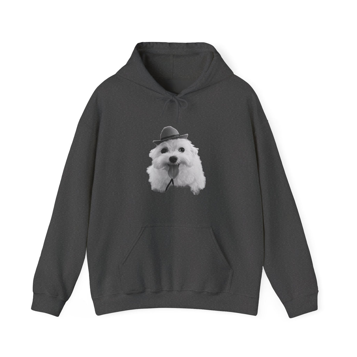 Cute Dog Hoodie — Fluffy Pup with Hat Graphic Sweatshirt
