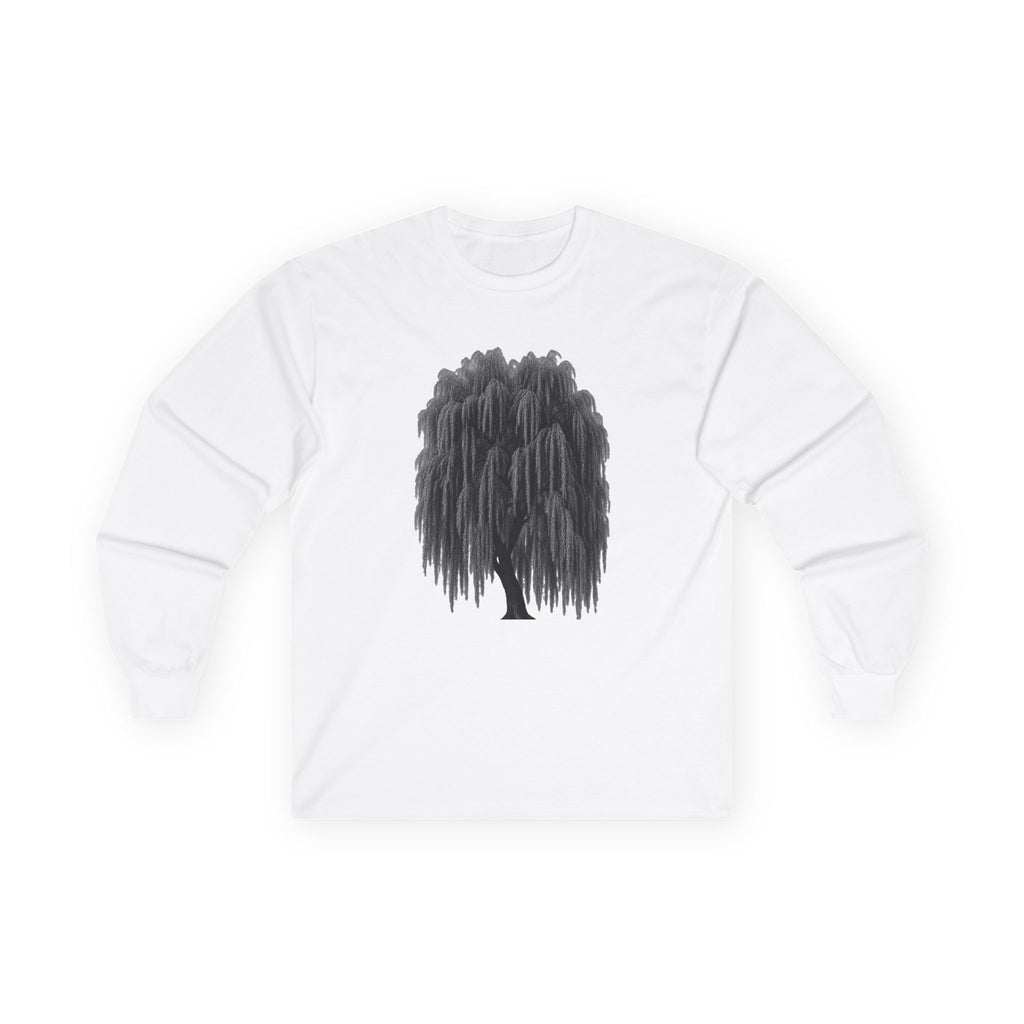 Willow Tree Long Sleeve Tee — Minimal Black Tree Graphic