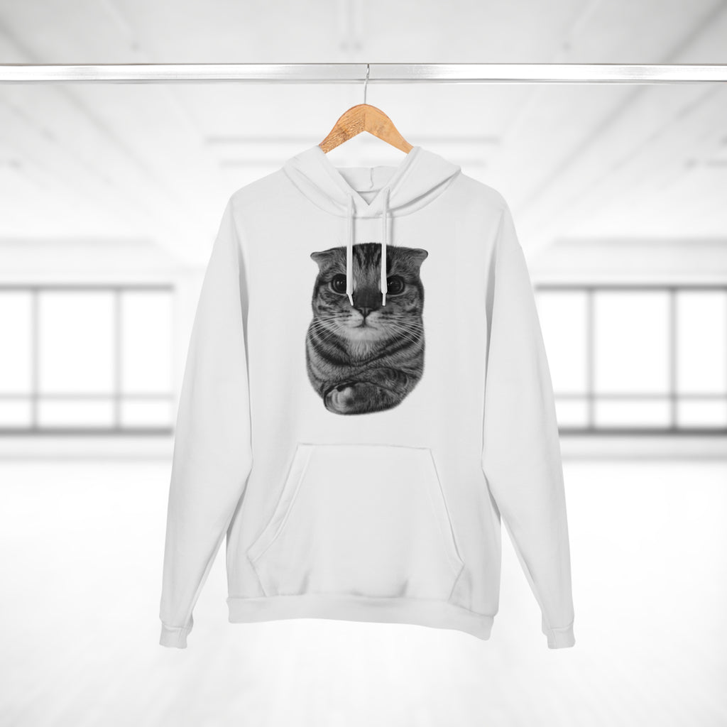 Cat Portrait Hoodie — Cute Folded Cat Face Pullover