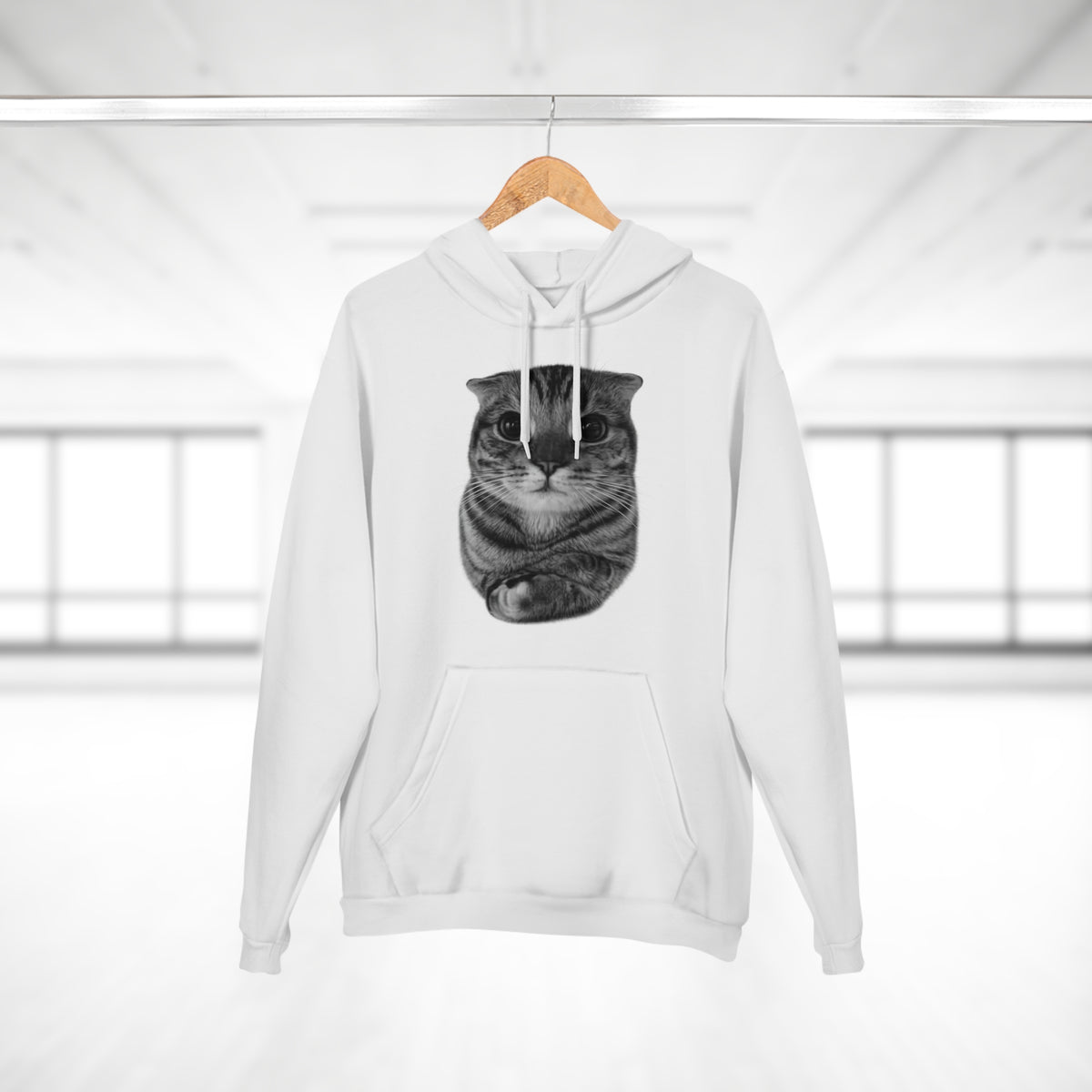 Cat Portrait Hoodie — Cute Folded Cat Face Pullover