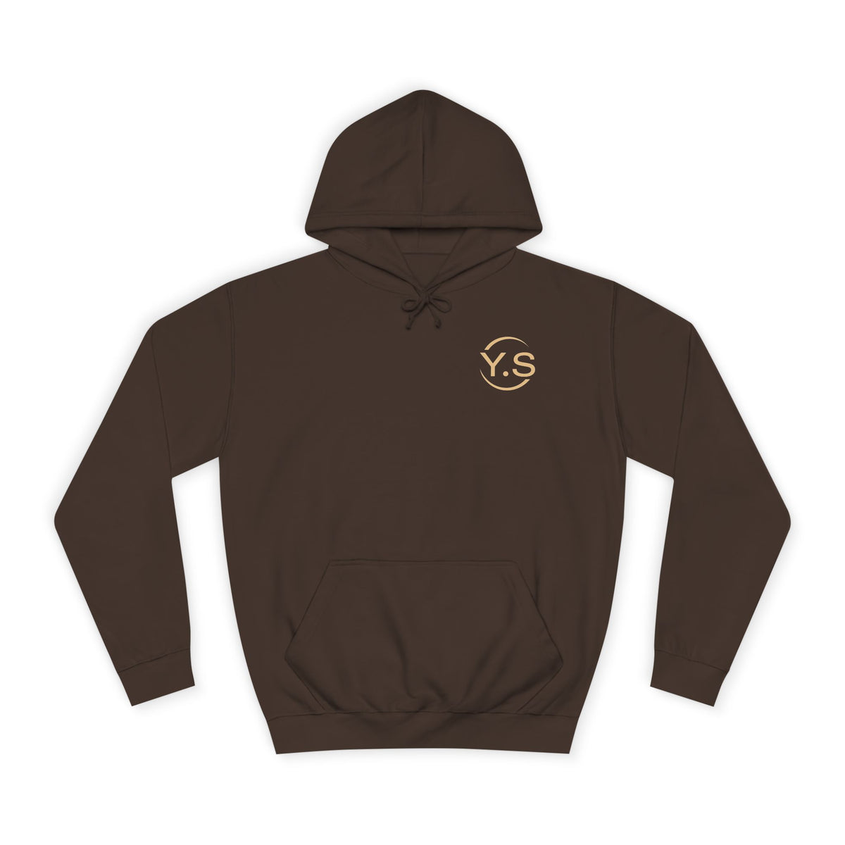 Minimalist White Hoodie with Gold 'Y.S' Chest Logo — Cozy College Style