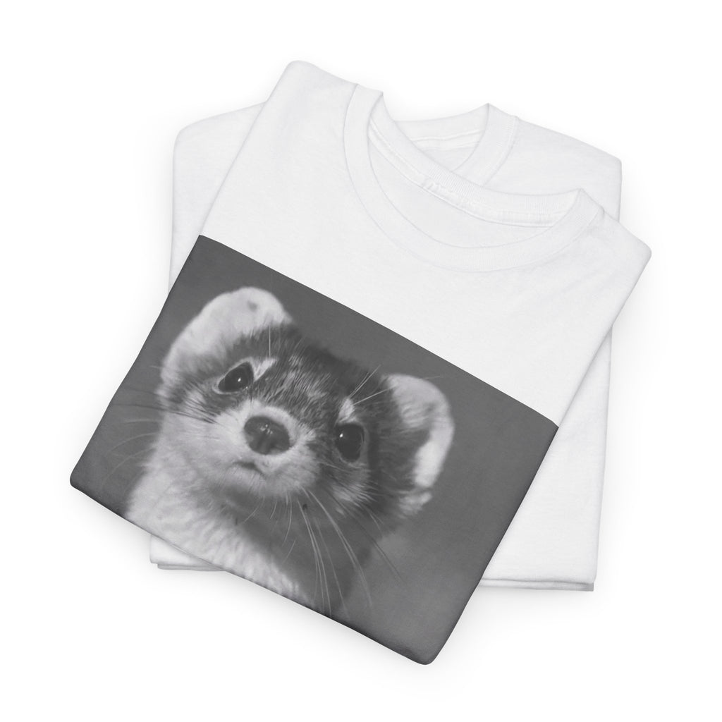 Ferret Portrait T-Shirt — Cute Black & White Animal Tee