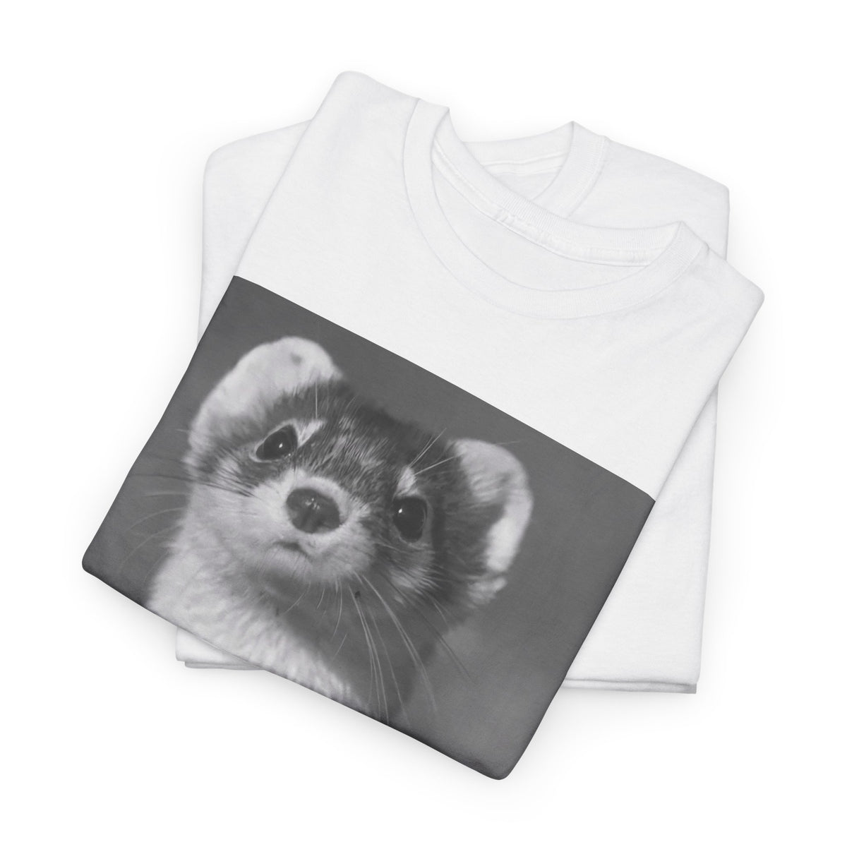 Ferret Portrait T-Shirt — Cute Black & White Animal Tee