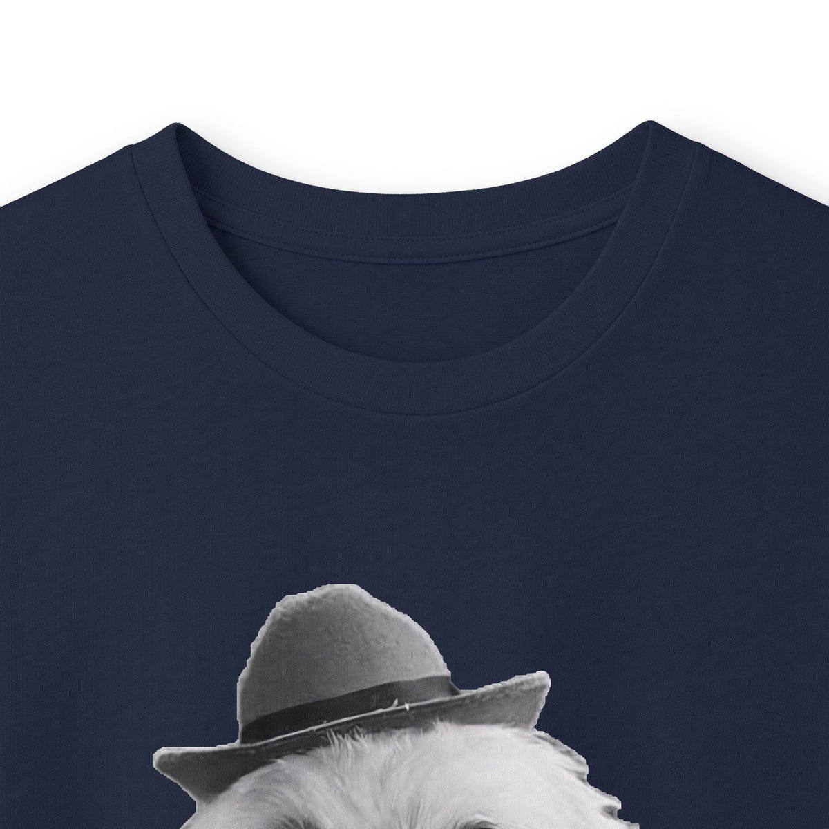 Cute Dog in Hat Long Sleeve Tee — Playful Maltese Puppy Graphic Shirt