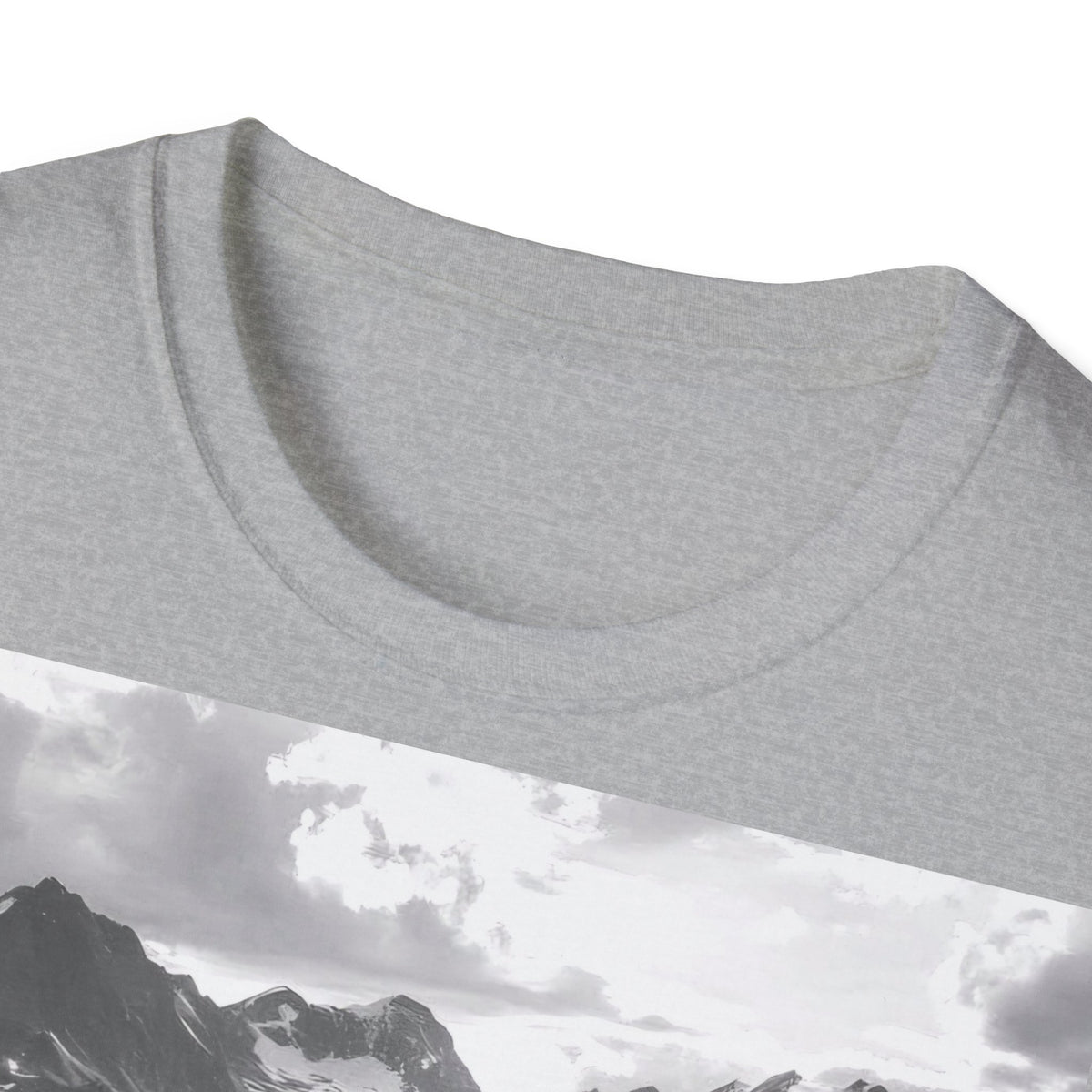Mountain Meadow Photo T-Shirt — Black & White Nature Landscape Tee