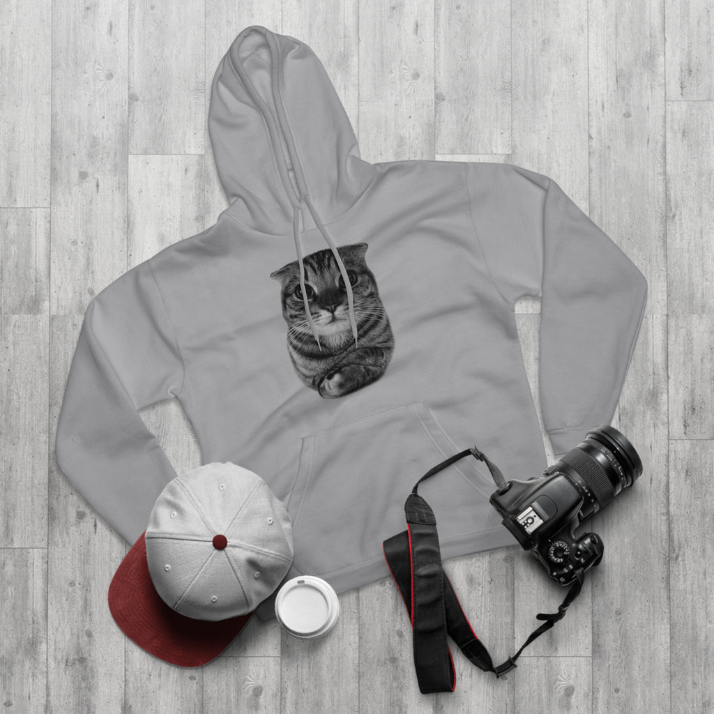Cat Portrait Hoodie — Cute Folded Cat Face Pullover