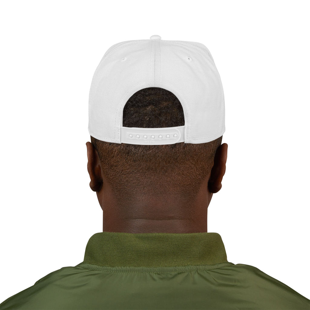 Embroidered Dragon Snapback Hat — Metallic Silver Oriental Crest