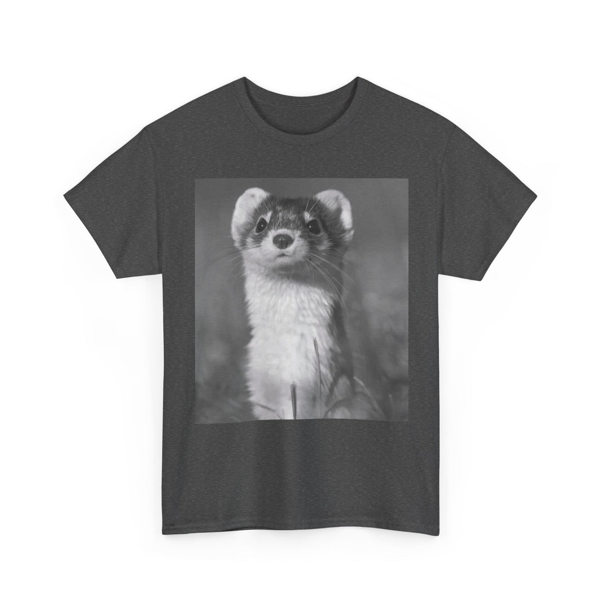Ferret Portrait T-Shirt — Cute Black & White Animal Tee